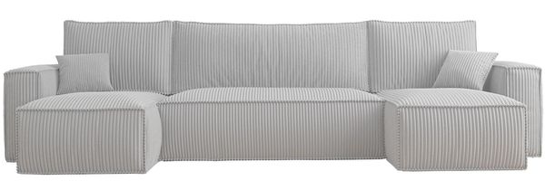 Selsey 'Scarlo U' U-Form-Sofa mit Schlaffunktion, Cordbezug in Hellgrau, 83 x 312 x 145 cm Bild 6