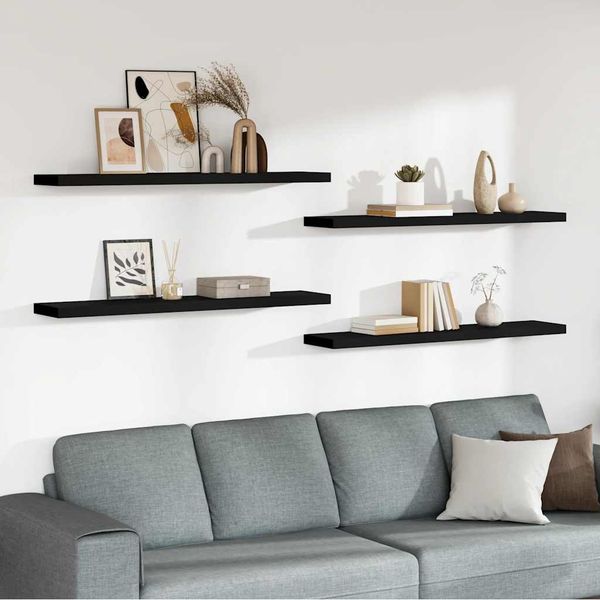 Bücherregal Wand 4 pcs, Schweberegale, Wandregal Schwarz 120 x 23,5 x 3,8 cm MDF