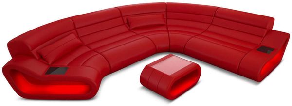 Leder Couch Concept C Eleganz - Büffelleder - rot - Links