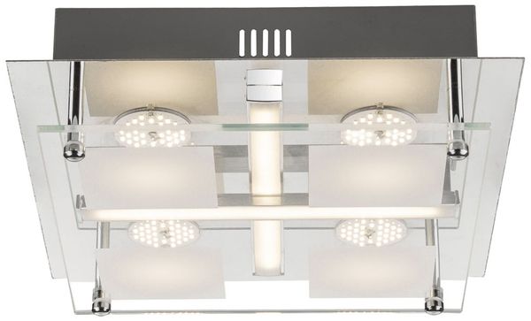 LED Deckenlampe, Chrom, Glas, L 24 cm