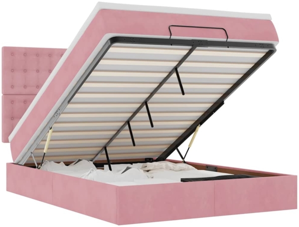 vidaXL Ottoman-Bett mit Matratzen & LEDs Rosa 140x200 cm Samt 3314473