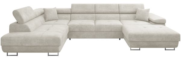 Wohnlandschaft Torezio Bis mit Bettkasten, Schlaffunktion und Einstellbare Kopfstützen (Farbe: Lumo 55, Seite: Links)