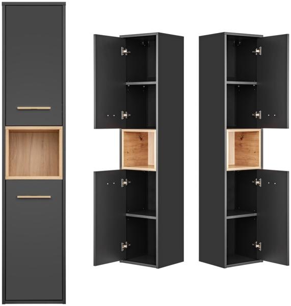 Badezimmer Hochschrank BOLOGNA-56 in anthrazit mit Artisan Eiche Nb, B/H/T: ca. 36/170/33 cm