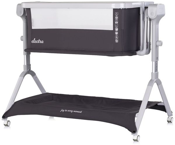 Chipolino Beistellbett Electra Schaukelfunktion Musik Korb Moskitonetz Matratze dunkelgrau Bild 2
