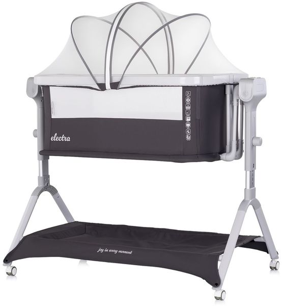 Chipolino Beistellbett Electra Schaukelfunktion Musik Korb Moskitonetz Matratze dunkelgrau