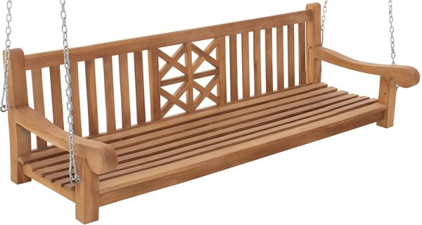 Schaukelbank TABEL - Holz Teak 200x70x61 cm | Hängebank Gartenschaukel Zum Aufhängen Veranda-Schaukel