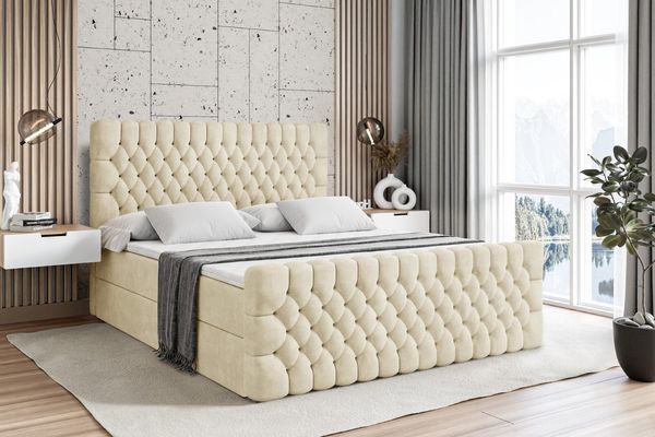 ALTDECOR Boxbett DAISY-Z (Multipocket-Matratze H4, H3 Matratze Bonellfederung, Topper, Kopfteil), Doppelbett mit Fußteil
