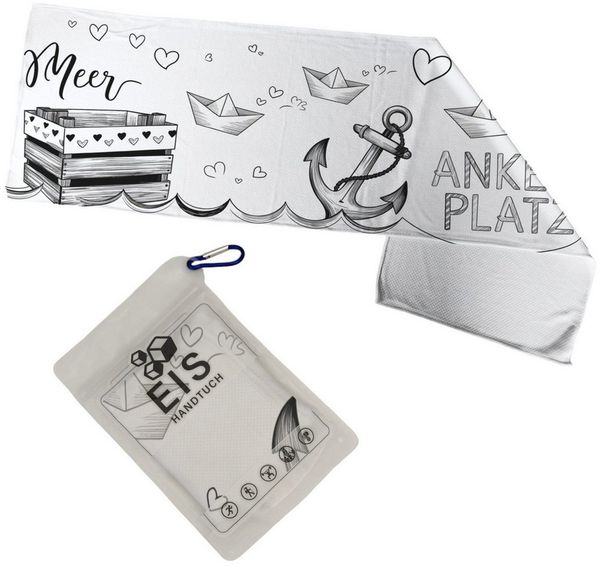 speecheese Sporthandtuch Maritim ANKER PLATZ Eishandtuch mit Herzmotiven