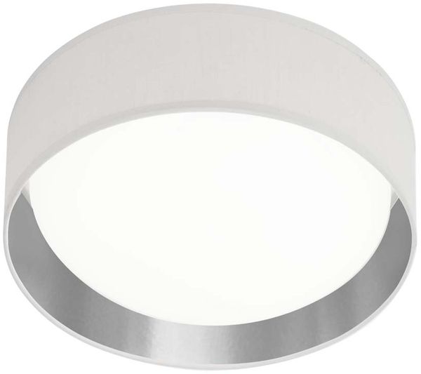 Deckenleuchte, Weiß, Textil-Schirm Silber, 37 cm, GIANNA