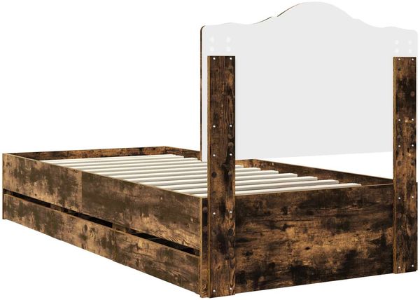 vidaXL Bettrahmen Geräucherte Eiche 90 x 190 cm Ingenieurs Holz 3413461 Bild 10