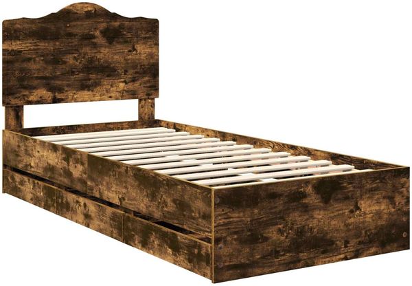 vidaXL Bettrahmen Geräucherte Eiche 90 x 190 cm Ingenieurs Holz 3413461 Bild 4
