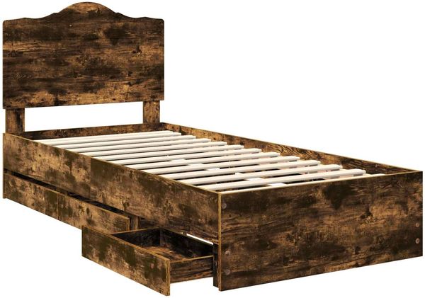vidaXL Bettrahmen Geräucherte Eiche 90 x 190 cm Ingenieurs Holz 3413461 Bild 5