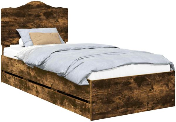 vidaXL Bettrahmen Geräucherte Eiche 90 x 190 cm Ingenieurs Holz 3413461 Bild 2