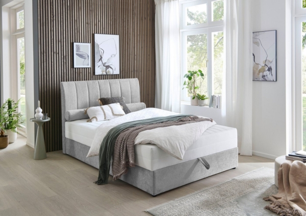 ATLANTIC home collection Boxbett ALISIA, mit Taschenfederkern, Bettkasten und Kissenrolle im Originalbezug