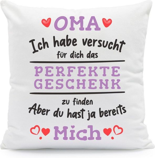 GRAVURZEILE Zierkissen mit Spruch - Das Perfekte Geschenk - Für Familie & Freunde -, starke Farben ohne verblassen - Oma - ohne Füllung