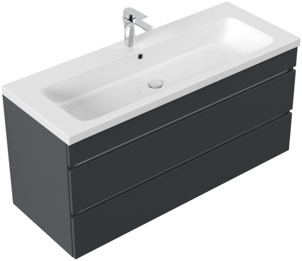 Badmöbel Via 120 SoftClose grafit mit grifflosen Schubladen : Grafit