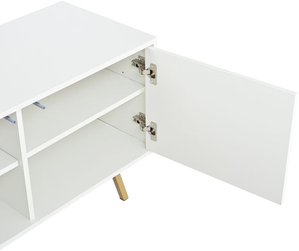 TV-Schrank 190 x 40 x 51,5 cm in Weiß mit goldfarbenen Metallbeinen, 4 Türen und verstellbarem Einlegeboden Bild 10
