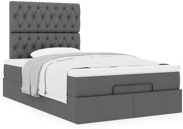 vidaXL Ottoman-Bett mit Matratze Dunkelgrau 120x190 cm Stoff 3313224 Bild 4