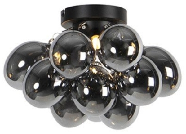 Qazqa Deckenleuchte Uvas, ohne Leuchtmittel, G9, Schwarz, Design, Glas, 3-flammig