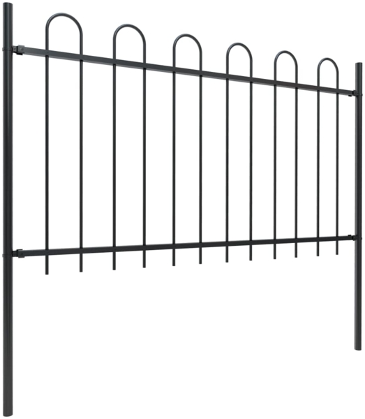 vidaXL Gartenzaun mit Rundbogen Stahl 892,5 x 100 cm Schwarz 277660
