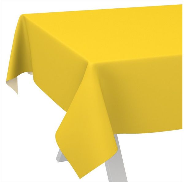 ANRO Tischdecke Wachstuchtischdecke abwaschbar UNI auch als Gartentischdecke (Einzelstück 1-tlg), wasserabweisend pflegeleicht Textil-Optik Gelb 100x140cm