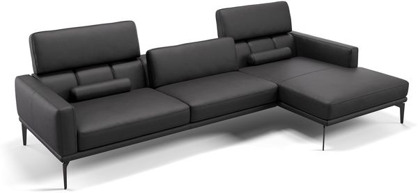 Sofanella Eckcouch SALERNO Leder Polsterecke Sofalandschaft in Schwarz M: 277 x 157 Breite x 97 Tiefe
