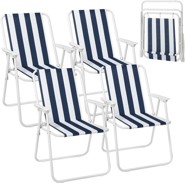 Woltu Campingstuhl (4 St), Angelstuhl Ultraleichter, mit Armlehnen, klappbar