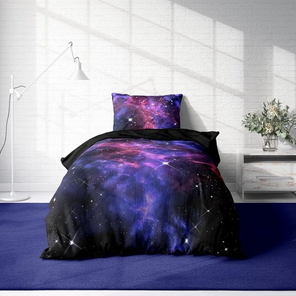 One Home Bettwäsche Weltall, Mikrofaser, 2 teilig, Galaxie und Sterne