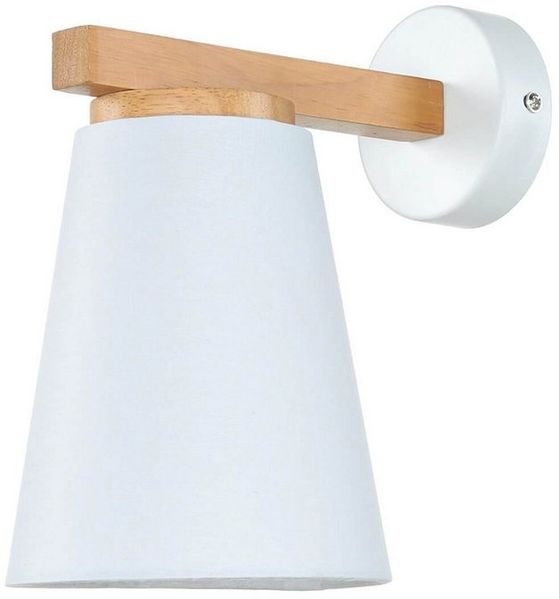 Licht-Erlebnisse Wandleuchte ELLIE, ohne Leuchtmittel, Moderne Wandlampe Holz Stoffschirm Skandinavisch Leuchte Lampe
