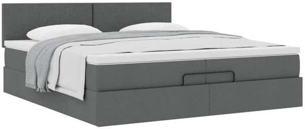 vidaXL Ottoman-Bett mit Matratze Dunkelgrau 200x200 cm Stoff 3311402 Bild 4