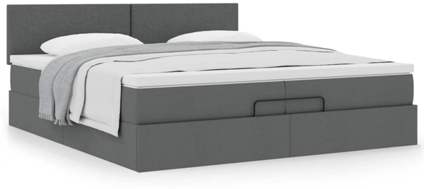 vidaXL Ottoman-Bett mit Matratze Dunkelgrau 200x200 cm Stoff 3311402 Bild 3
