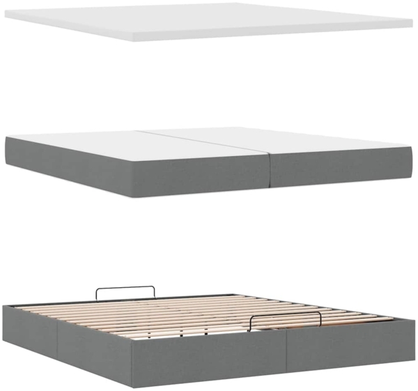 vidaXL Ottoman-Bett mit Matratze Dunkelgrau 200x200 cm Stoff 3311402 Bild 7