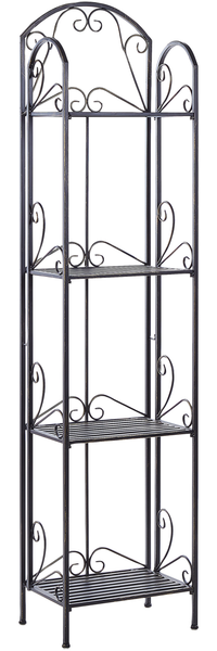 Beliani 'VALDIVIA' Badregal mit 4 Fächern, klappbar, Metall schwar, 40 x 27 x 166 cm