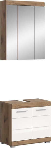 Xonox Wave Badkombination (B/H/T 60x191x34 cm) in weiß Hochglanz tiezieh und Nox Oak Nachbildung