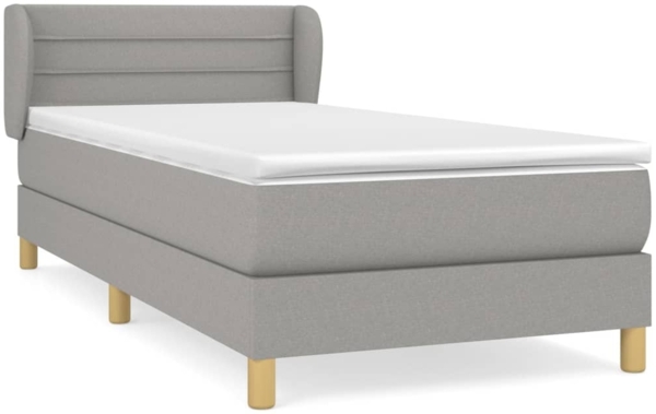 Einzelbett, Polsterbett mit Matratze Stoff Hellgrau 80x200 cm