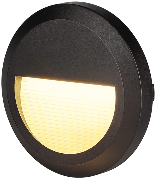 LED Stufenleuchte, IP65, schwarz, rund, D 15 cm