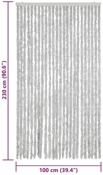 vidaXL Fliegenvorhang Grau 100x230 cm Chenille 377352 Bild 7