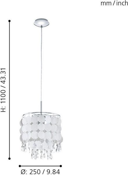 Eglo 93092 Hängeleuchte FEDRA 2 Kristall, chrom E27 max. 1X40W H:110cm Ø25cm Bild 2