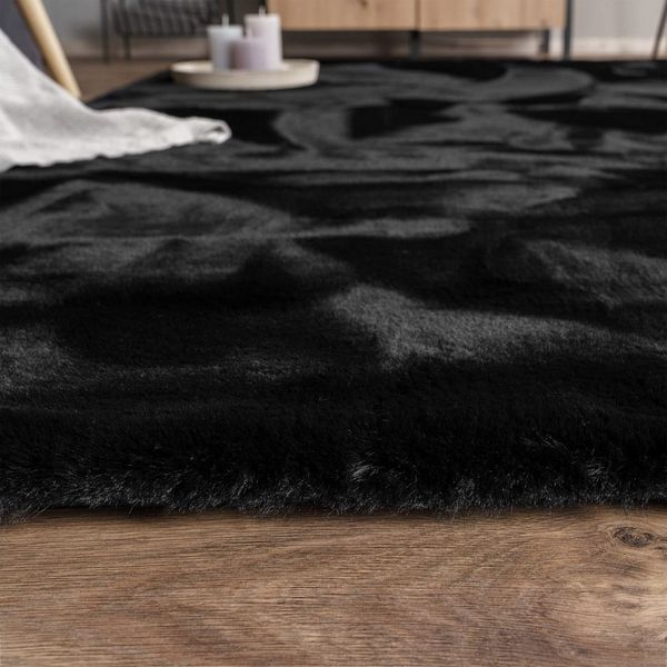 TT Home Teppich Diele, Esszimmer, Flur, Kinderzimmer, Schlafzimmer, Wohnzimmer, Rechteckig, Höhe: 39 mm, Wohnzimmer Hochflor Teppich Langflor Soft Kaninchenfell Fell Imitat We