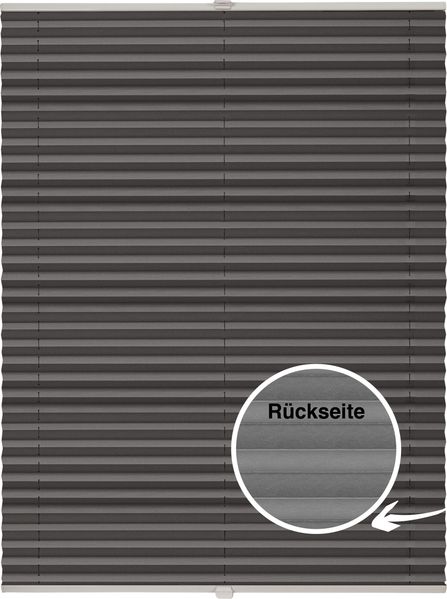 ondeco Plissee Thermo für Fenster innen, Montage in Glasleiste mit Spannschuh, Sonnenschutz-Rollo, Lichtschutz und blickdicht, leichte Verdunkelung, Dunkelgrau, B): 121-130 cm, H): 101-150 cm