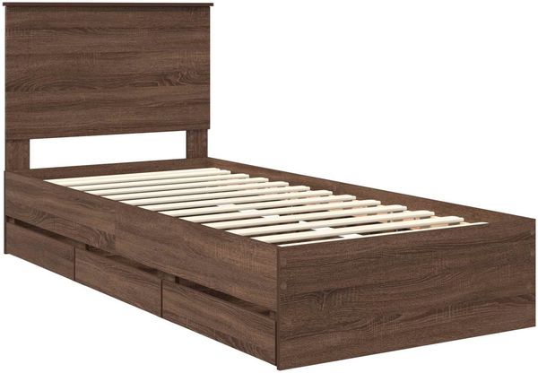 vidaXL Bettrahmen Braun Eichen-Optik 90 x 200 cm Ingenieurs Holz 3409509 Bild 4