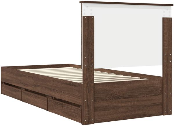 vidaXL Bettrahmen Braun Eichen-Optik 90 x 200 cm Ingenieurs Holz 3409509 Bild 10