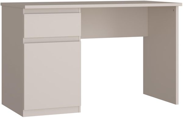 Forte LISSON Schreibtisch 120, modern-minimalistischer Schreibtisch mit Tür und Schublade, Holzwerkstoff, Kaschmir Beige, 120 cm breit x 75,3 cm hoch x 60 cm tief