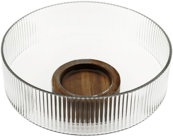 Terra Bowl Grande Glasschale mit Akazienholz - Servier- & Dekoschale, 26x11,5 cm Bild 4