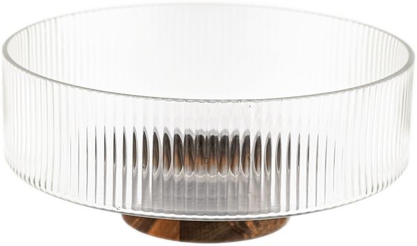 Terra Bowl Grande Glasschale mit Akazienholz - Servier- & Dekoschale, 26x11,5 cm Bild 2