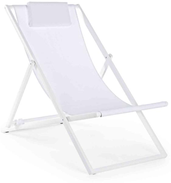 Liegestuhl Taylor Deckchair aus Aluminium und Textilene, Weiss