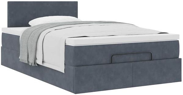 vidaXL Ottoman-Bett mit Matratze Dunkelgrau 120x200 cm Samt 3311694 Bild 5