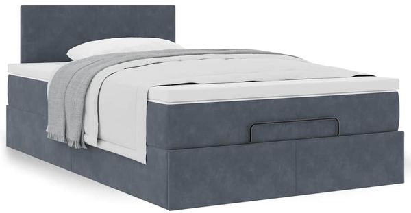 vidaXL Ottoman-Bett mit Matratze Dunkelgrau 120x200 cm Samt 3311694 Bild 4