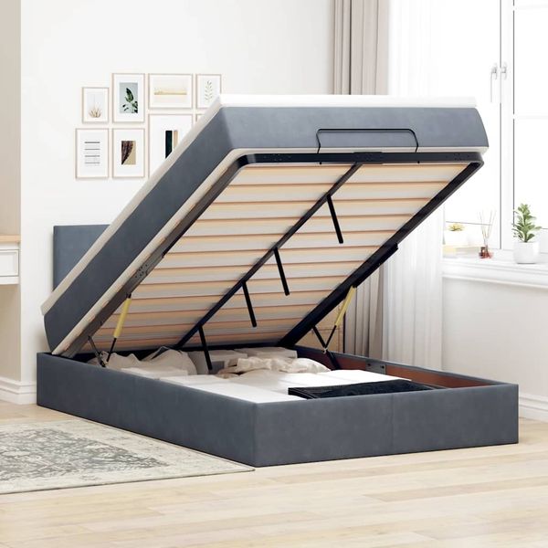 vidaXL Ottoman-Bett mit Matratze Dunkelgrau 120x200 cm Samt 3311694