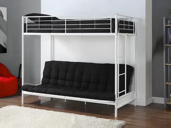 Vente-unique - MODULO Bett Metall Weiß - B 96 cm x H 170 cm x L 198 cm